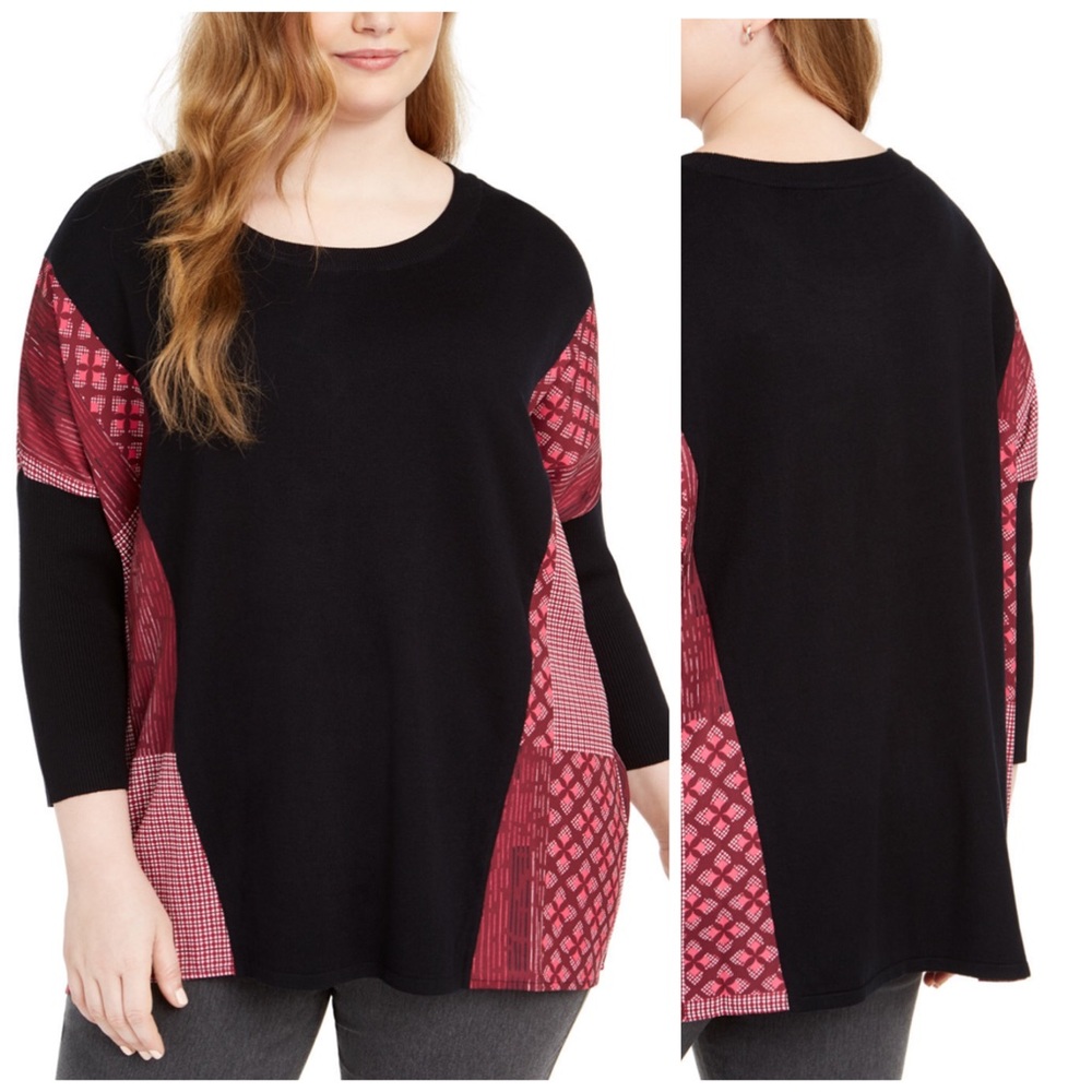 Alfani Patchwork Poncho Sweater Plus Size 2X